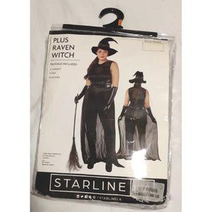 Starline Raven Bad Witch Halloween Cosplay Costume Catsuit Hat Glove Plus Sz 3X